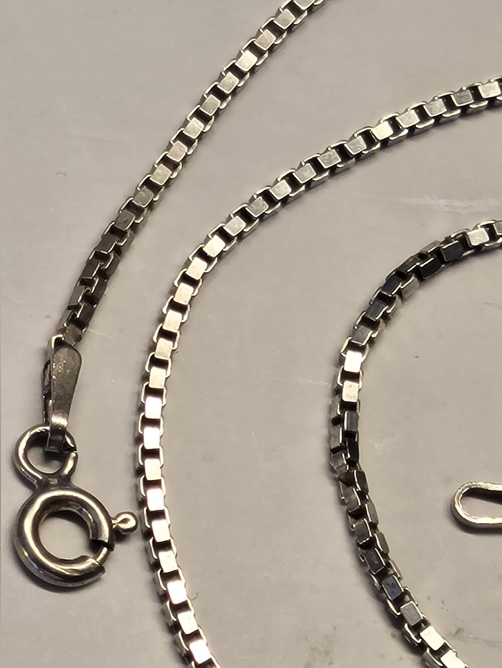 16" Solid 925 Sterling Silver Box Chain Necklace - Vintage